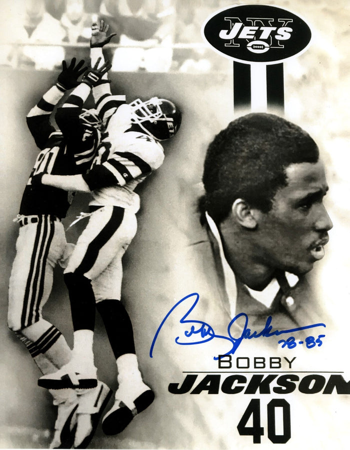 Bobby Jackson Signed New York Jets 8x10 Photo w/ 78-85 LSCM Authenticated #3-Powers Sports Memorabilia