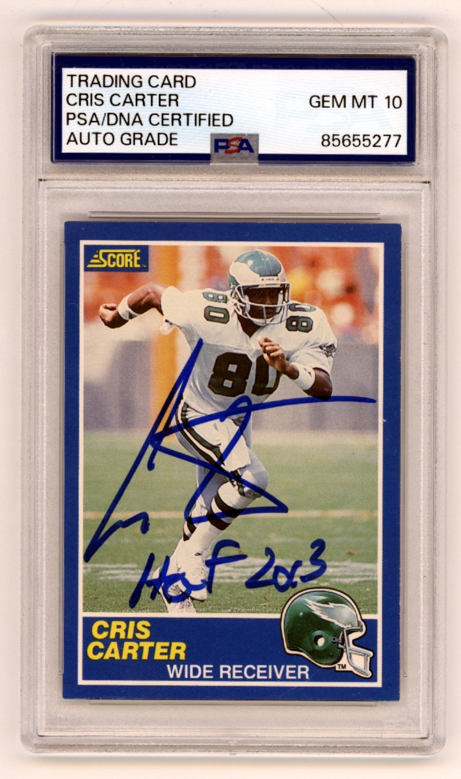 Cris Carter 1989 Score Football #72 Signed Rookie RC w/ HOF 2013 PSA 10 Auto-Powers Sports Memorabilia