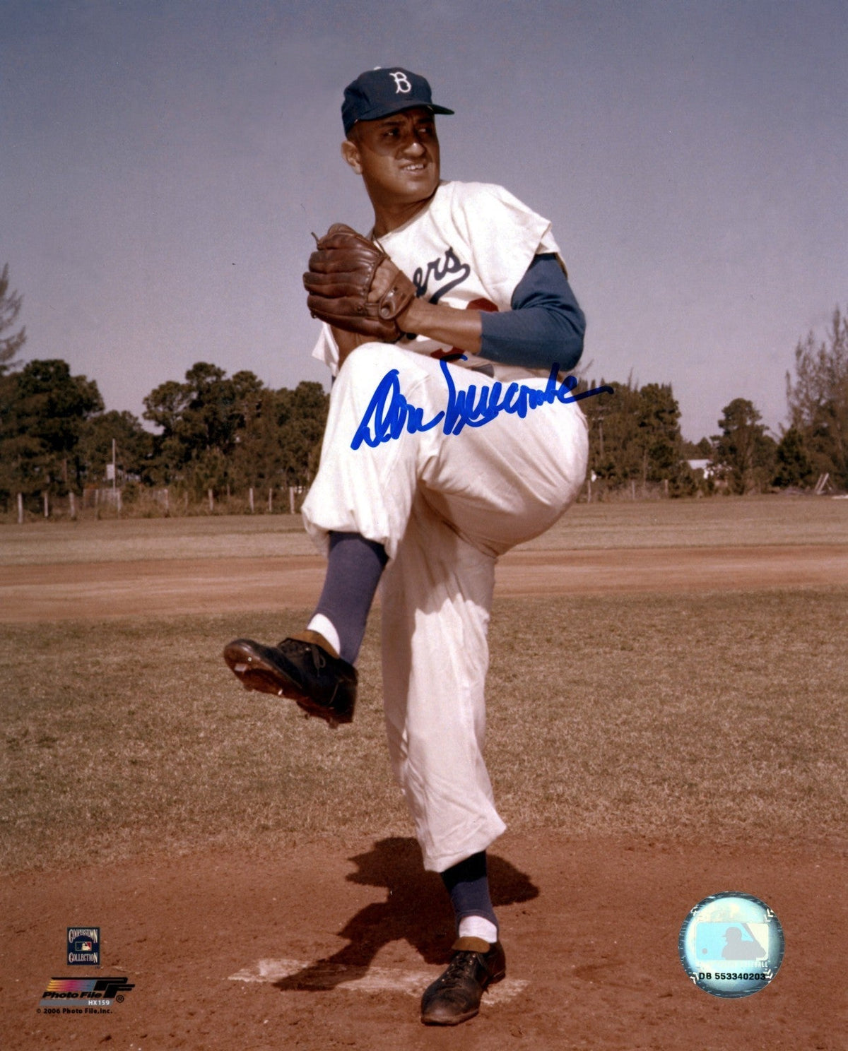 Don Newcombe Signed Brooklyn Dodgers Photo File 8x10 LSCM Authenticated-Powers Sports Memorabilia
