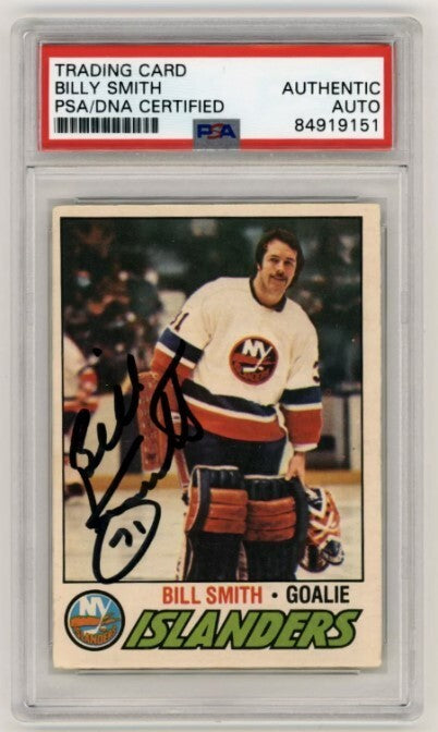 Billy Smith 1977-78 O-Pee-Chee OPC #229 Signed PSA Authentic Black Auto NYI HOF-Powers Sports Memorabilia