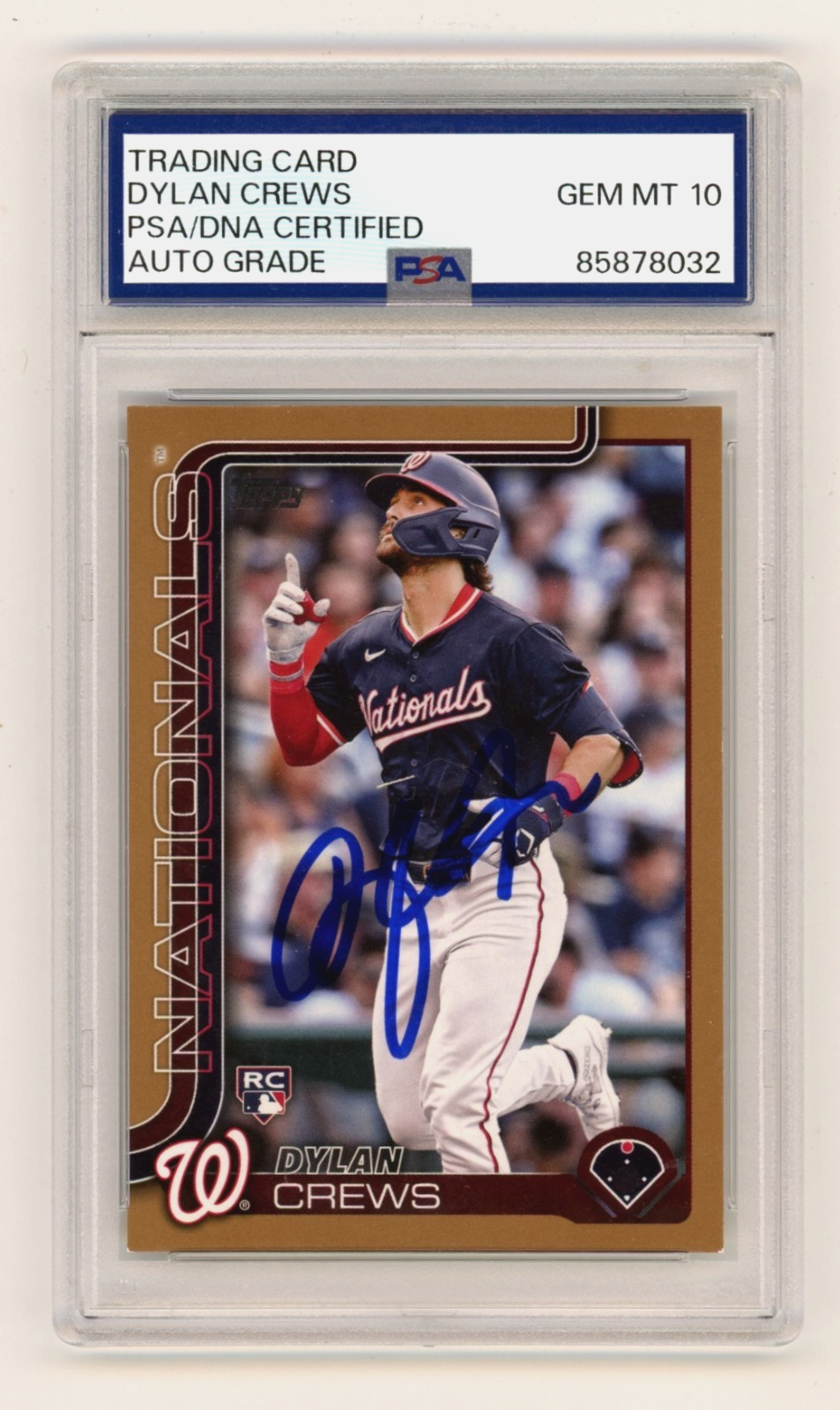 Dylan Crews 2025 Topps Series 1 #74 Gold Signed Rookie RC #1900/2025 PSA 10 Auto-Powers Sports Memorabilia
