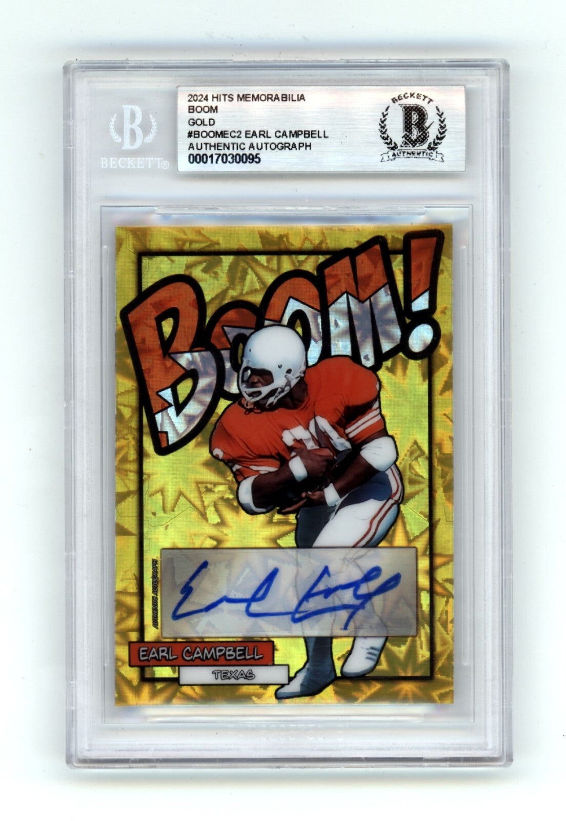 Earl Campbell 2024 Hits Memorabilia BOOM Gold #/10 Signed BGS BAS Auto Texas-Powers Sports Memorabilia