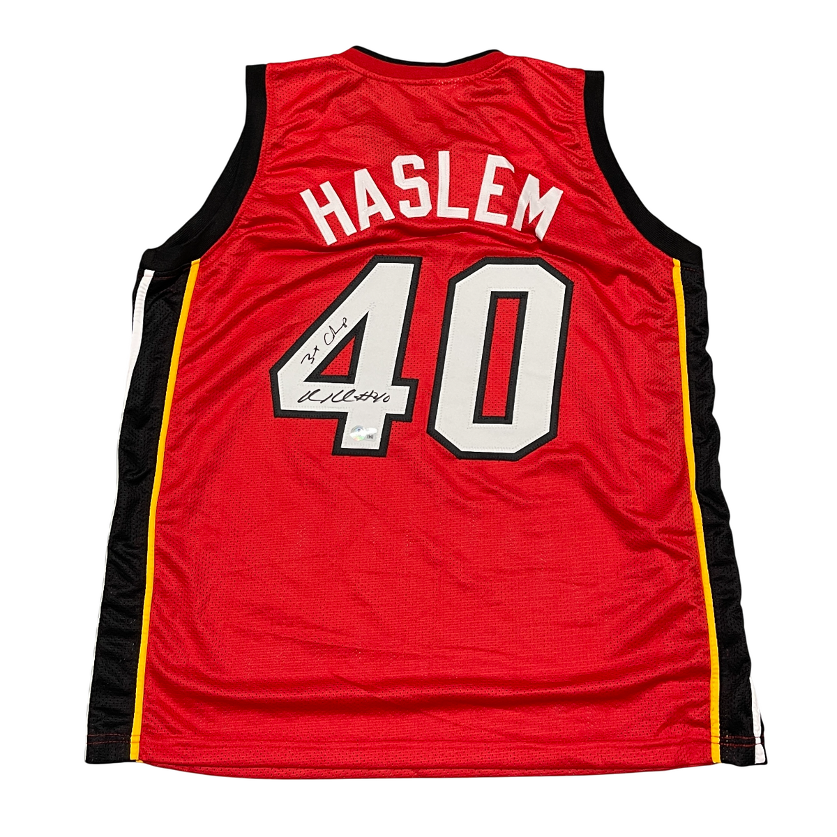 Udonis Haslem Signed Custom Jersey w/ 3 Champs Beckett W Beckett Authenticated-Powers Sports Memorabilia