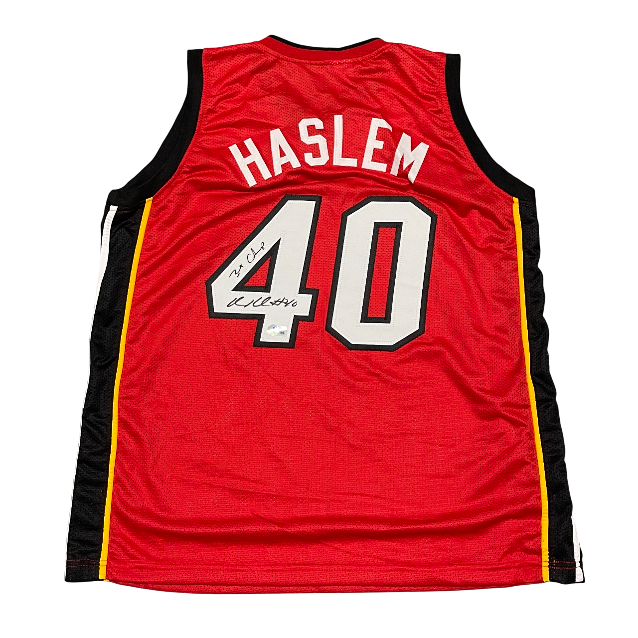 Udonis Haslem Signed Custom Jersey w/ 3 Champs Beckett W Beckett Authenticated-Powers Sports Memorabilia