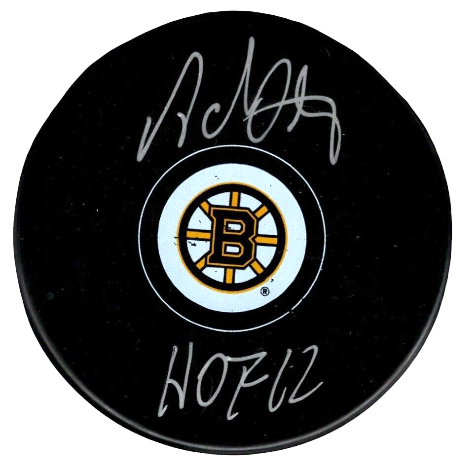 Adam Oates Signed Boston Bruins Puck w/ HOF 12 Beckett Witness BAS COA-Powers Sports Memorabilia