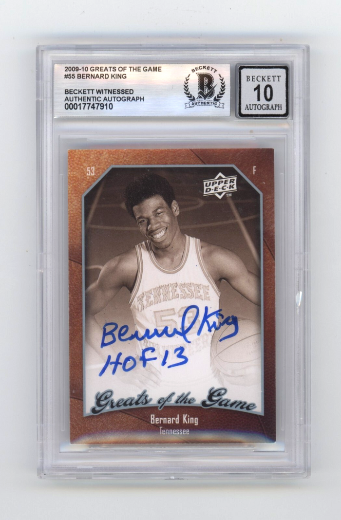 Bernard King 2009 UD Greats of the Game #55 Signed w/HOF 13 Beckett BGS 10 Auto-Powers Sports Memorabilia