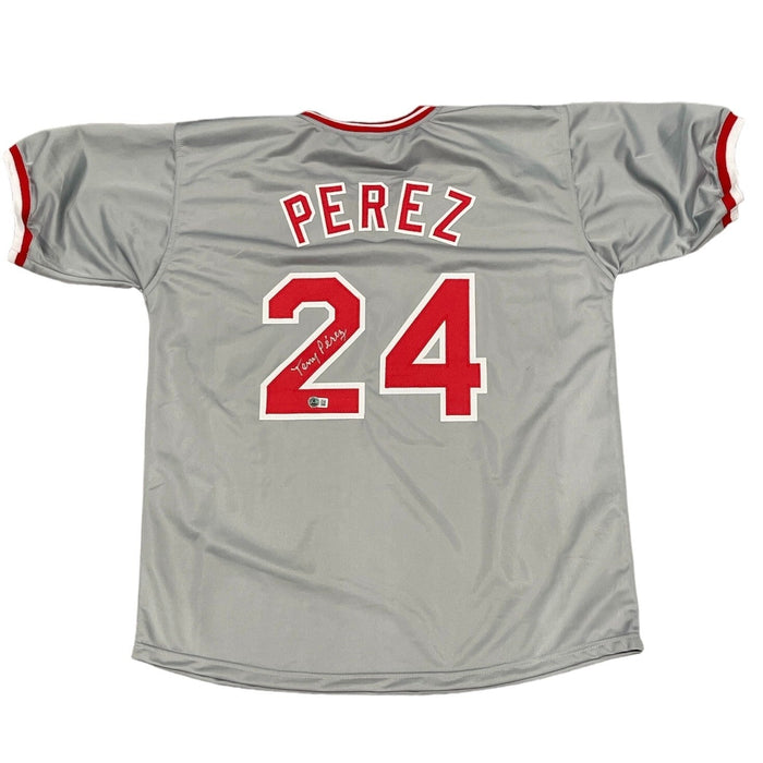 Tony Perez Signed Cincinnati Reds Custom Jersey Beckett Witness BAS COA-Powers Sports Memorabilia