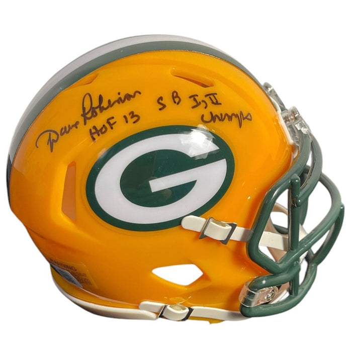 Dave Robinson Signed Green Bay Packers Mini Helmet w/ 2 Ins Beckett Witness Authenticated-Powers Sports Memorabilia