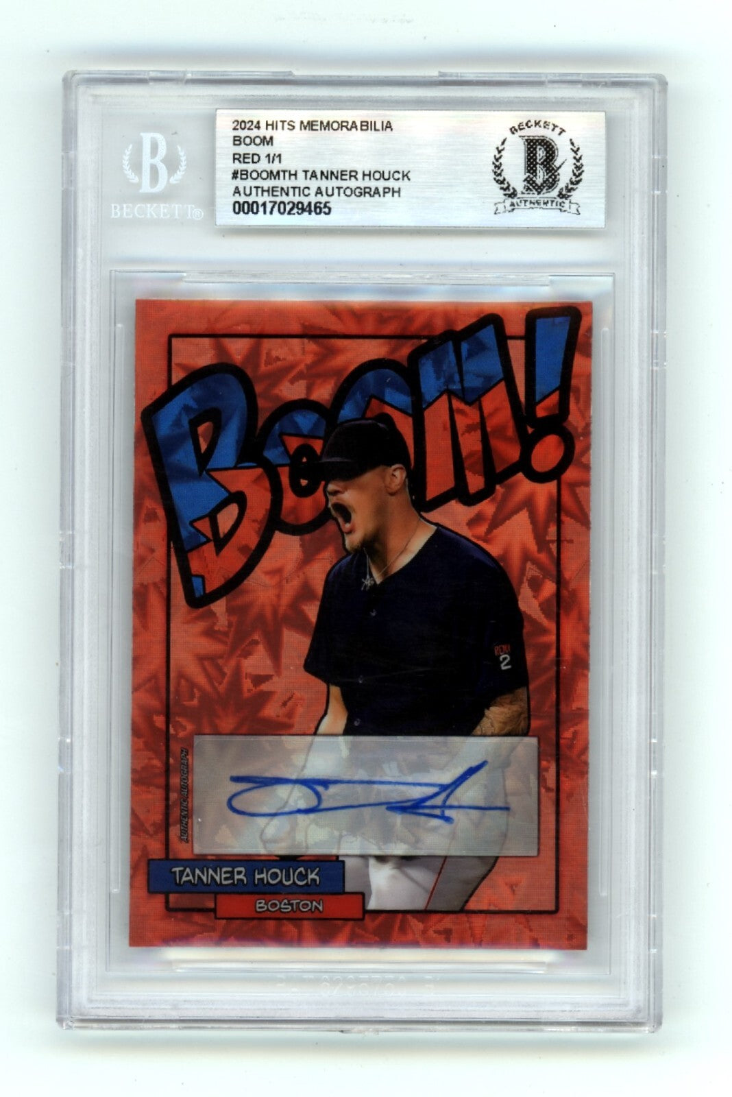 Tanner Houck 2024 Hits Memorabilia BOOM Red #1/1 Signed BGS BAS Auto Red Sox-Powers Sports Memorabilia