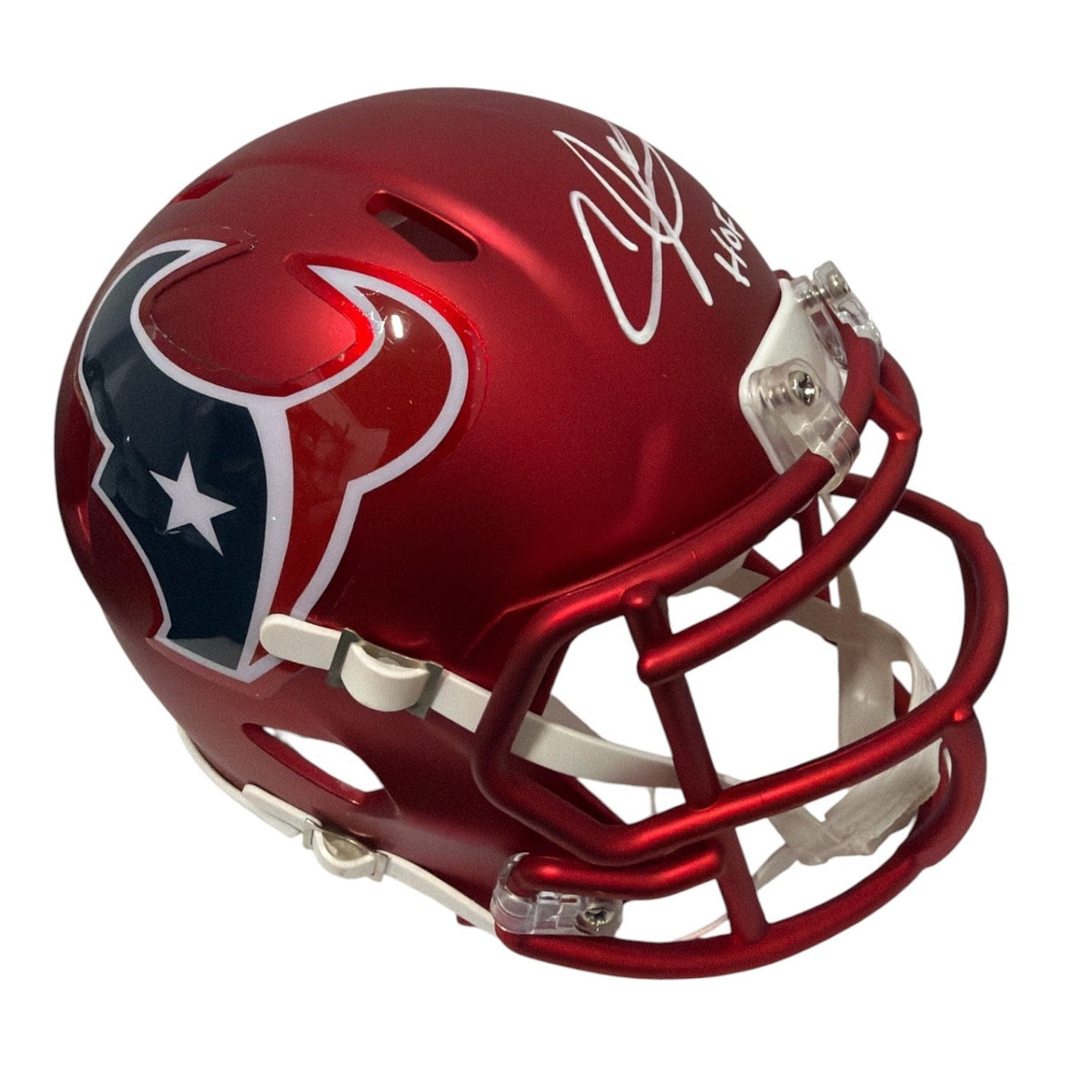 Andre Johnson Signed Texans Blaze Mini Helmet w/ HOF 24 Beckett Witness BAS COA-Powers Sports Memorabilia