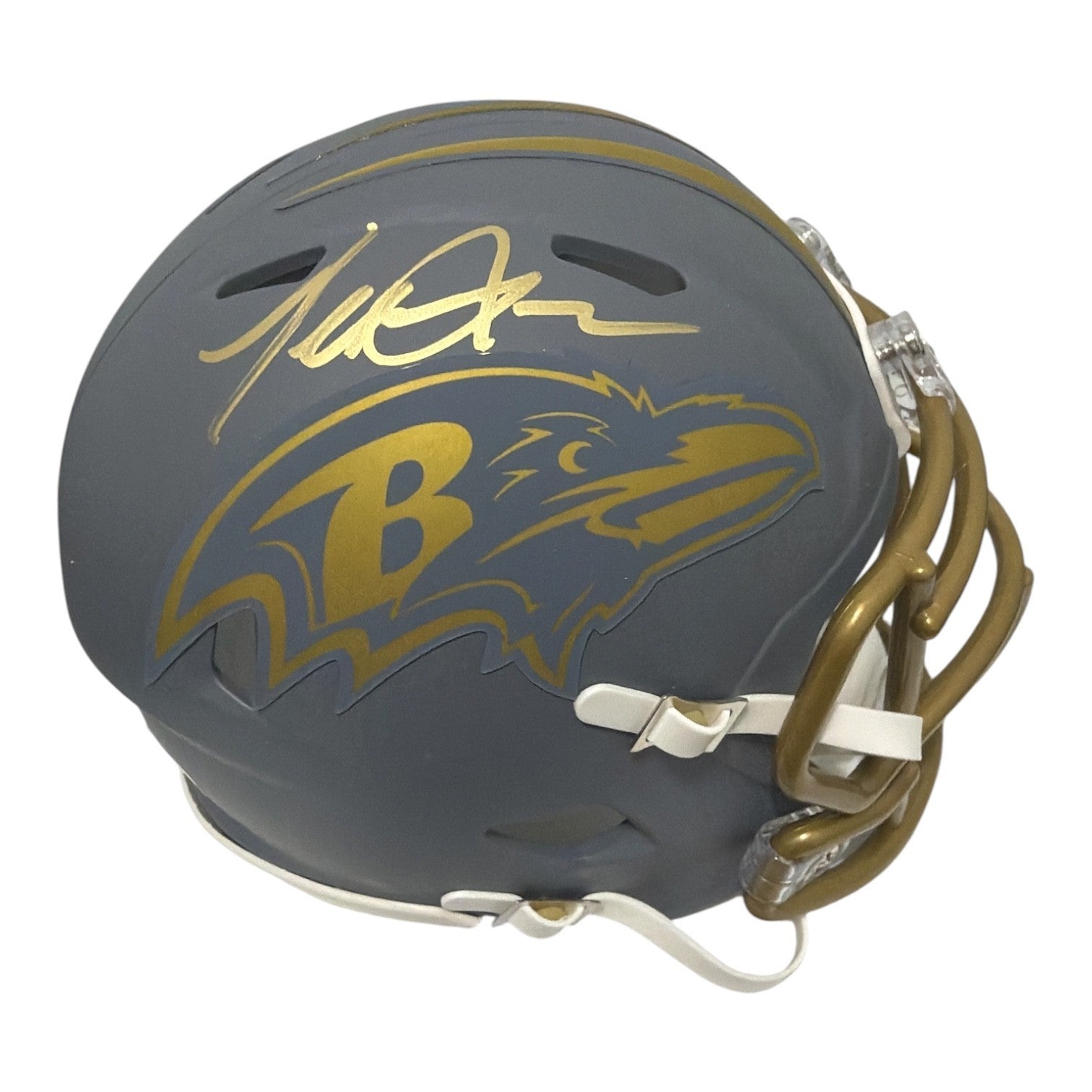 Terrell Suggs Signed Baltimore Ravens Slate Mini Helmet JSA Witness Authenticated-Powers Sports Memorabilia