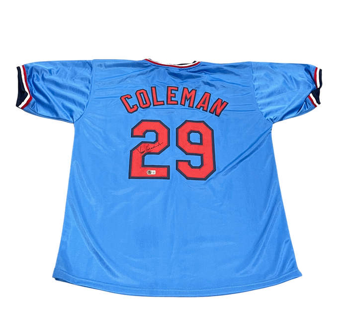 Vince Coleman Signed St Louis Cardinals Custom Jersey Beckett Witness BAS COA-Powers Sports Memorabilia