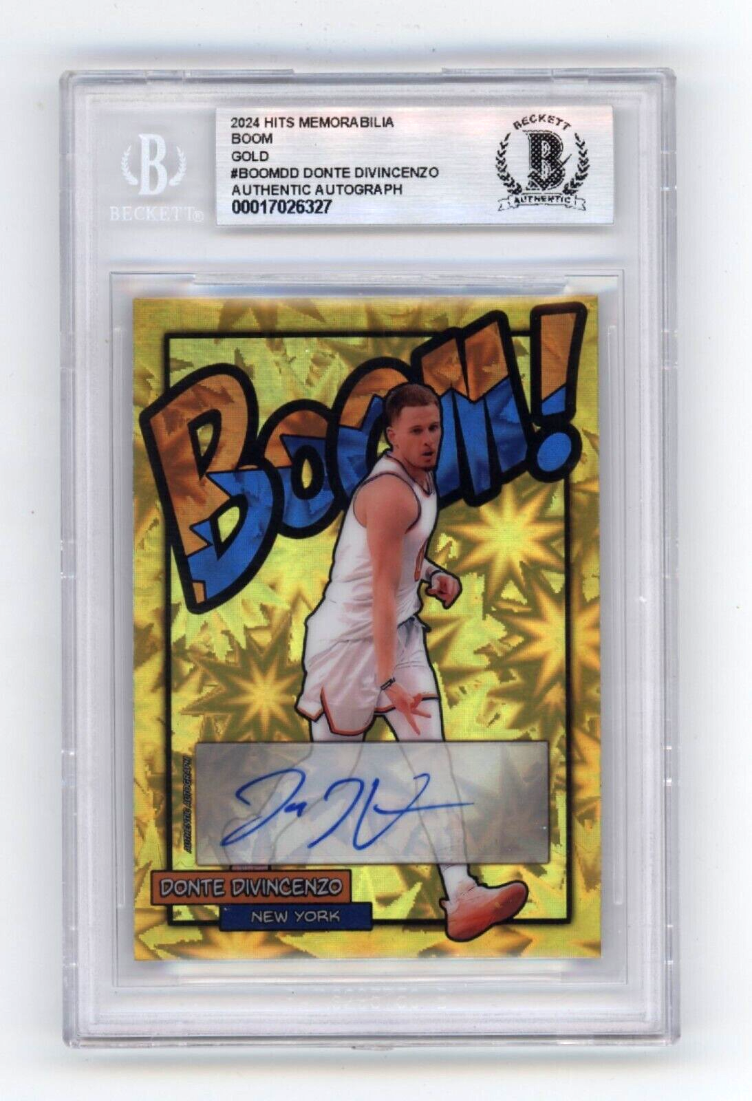 Donte DiVincenzo 2024 Hits Memorabilia BOOM Gold #/10 Signed BGS BAS Auto Knicks-Powers Sports Memorabilia