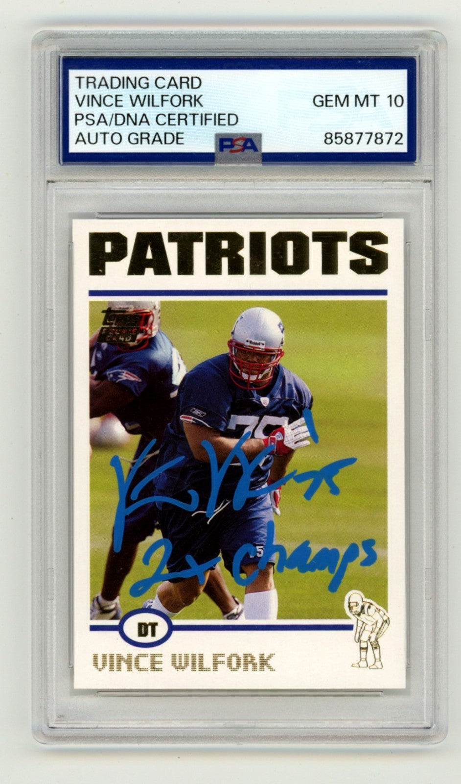 Vince Wilfork 2004 Topps Gold SP #327 Signed Rookie RC w/ SB Champs PSA 10 Auto-Powers Sports Memorabilia
