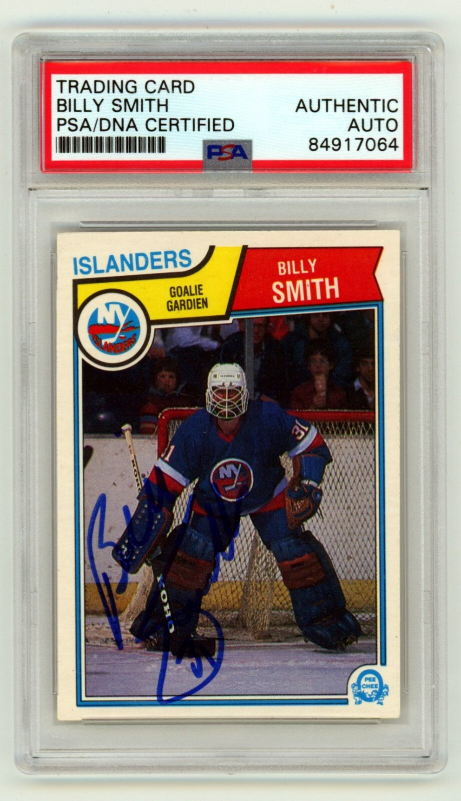 Billy Smith 1983-84 O-Pee-Chee OPC #17 Signed PSA Authentic Blue Auto-Powers Sports Memorabilia