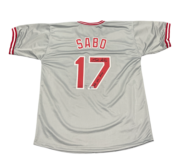 Chris Sabo Signed Autographed Reds Custom Jersey w/ 88 NL ROY Beckett BAS COA-Powers Sports Memorabilia