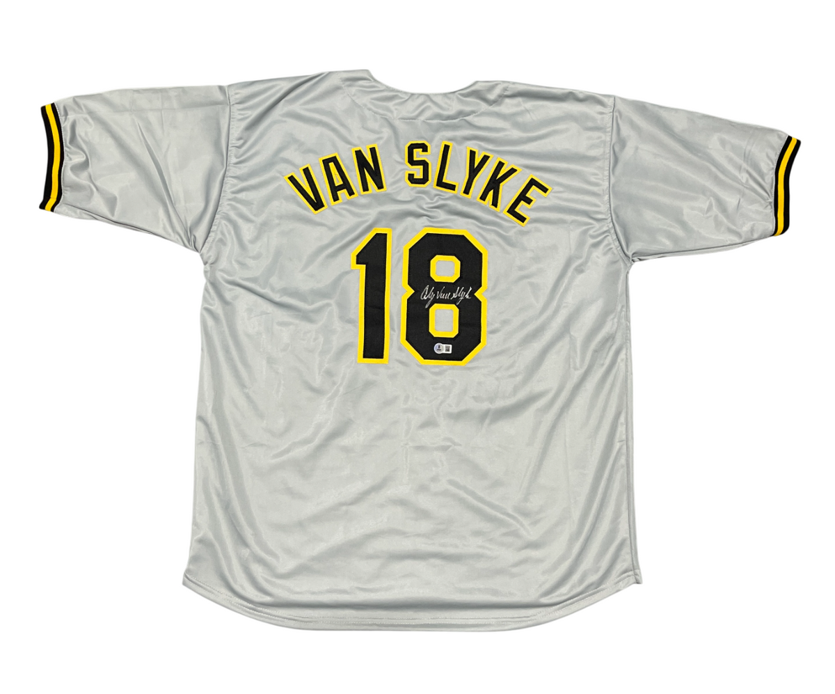 Andy Van Slyke Signed Pittsburgh Pirates Custom Jersey Beckett Witness BAS COA-Powers Sports Memorabilia