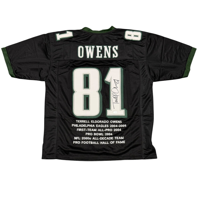 Terrell Owens Signed Stat Custom Jersey JSA Authenticated - Black Jersey-Powers Sports Memorabilia