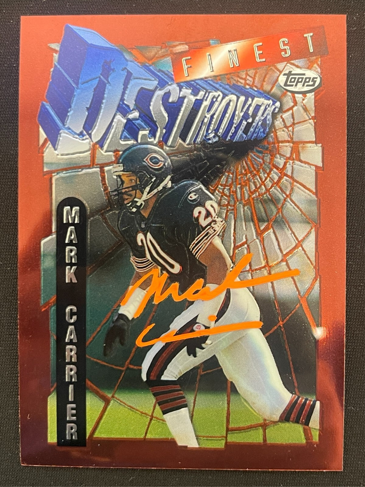 Mark Carrier Signed 1996 Topps Finest Destroyers #251 LSCM Authenticated Chicago Bears-Powers Sports Memorabilia