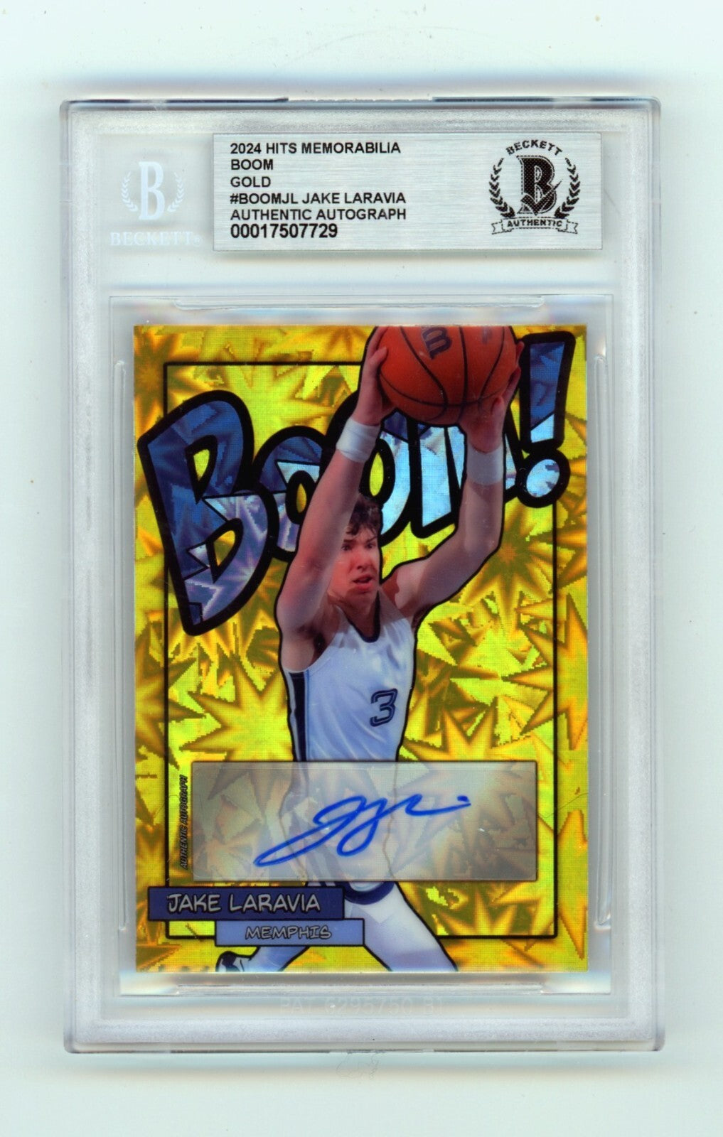Jake LaRavia 2024 Hits Memorabilia BOOM Gold /10 Signed BGS BAS Auto Memphis-Powers Sports Memorabilia