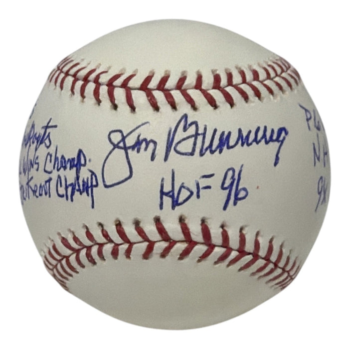 Jim Bunning Signed ROMLB Baseball w/ 8 Stat Insc JSA Authenticated Phillies-Powers Sports Memorabilia