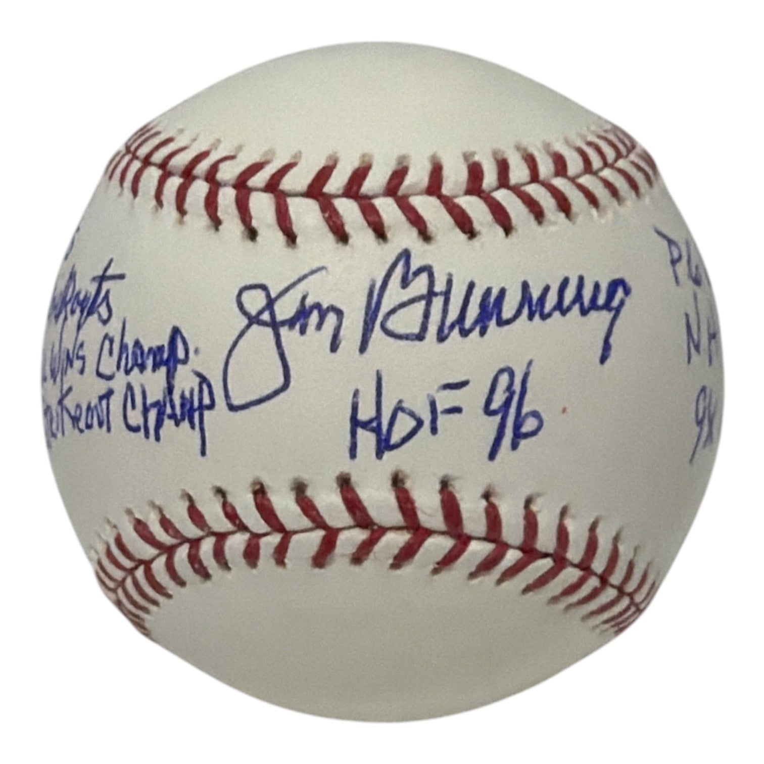 Jim Bunning Signed ROMLB Baseball w/ 8 Stat Insc JSA Authenticated Phillies-Powers Sports Memorabilia