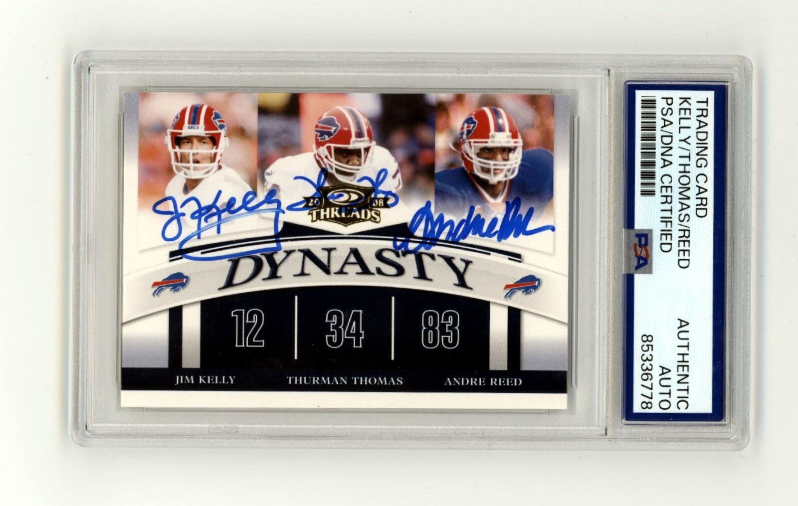 Kelly Thomas Reed 2008 Donruss Threads #D-8 Triple Signed PSA Auto Bills-Powers Sports Memorabilia