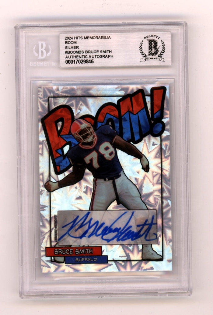 Bruce Smith 2024 Hits Memorabilia BOOM Silver #/10 Signed BGS BAS Auto Bills-Powers Sports Memorabilia