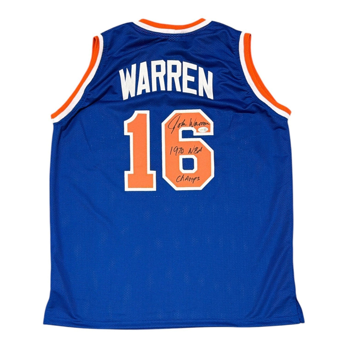 John Warren Signed Custom Jersey w/ 1970 NBA Champs JSA Witness Authenticated - Blue Jersey-Powers Sports Memorabilia