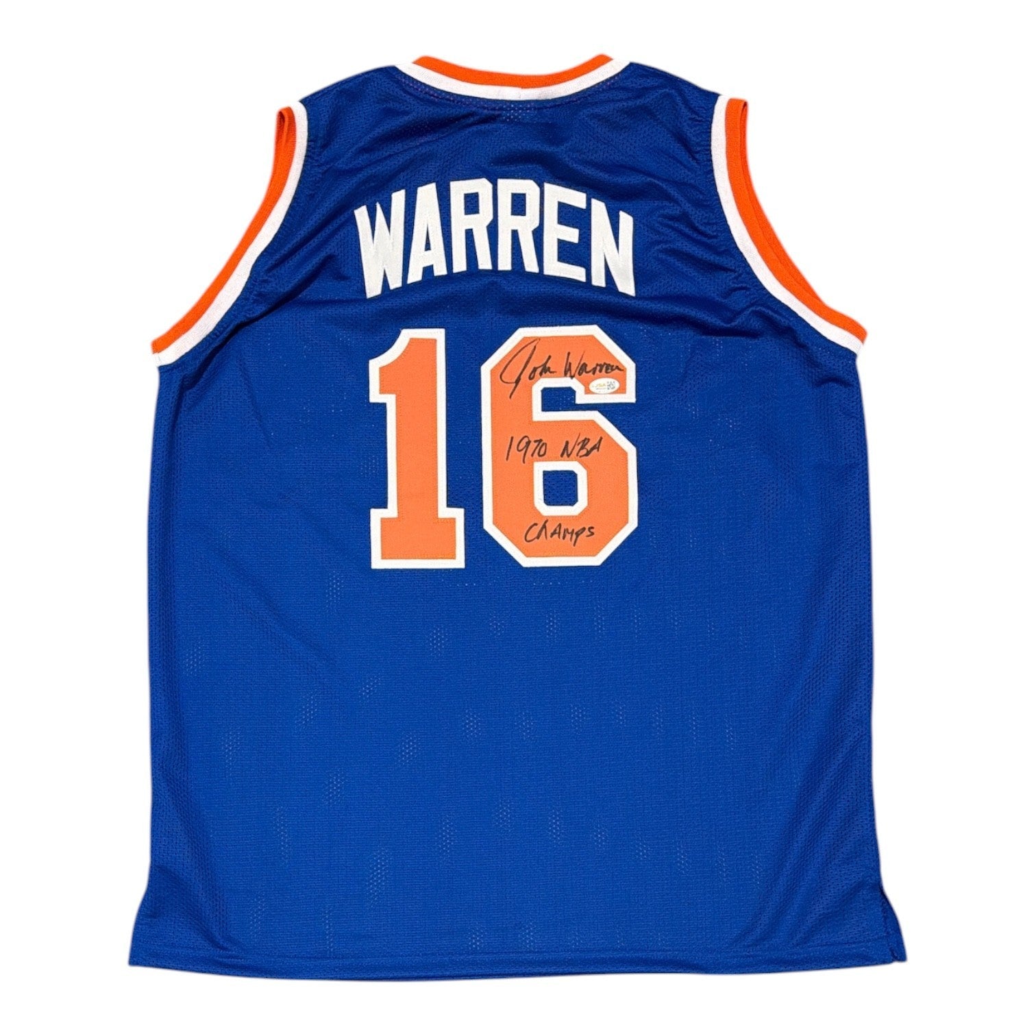 John Warren Signed Custom Jersey w/ 1970 NBA Champs JSA Witness Authenticated - Blue Jersey-Powers Sports Memorabilia