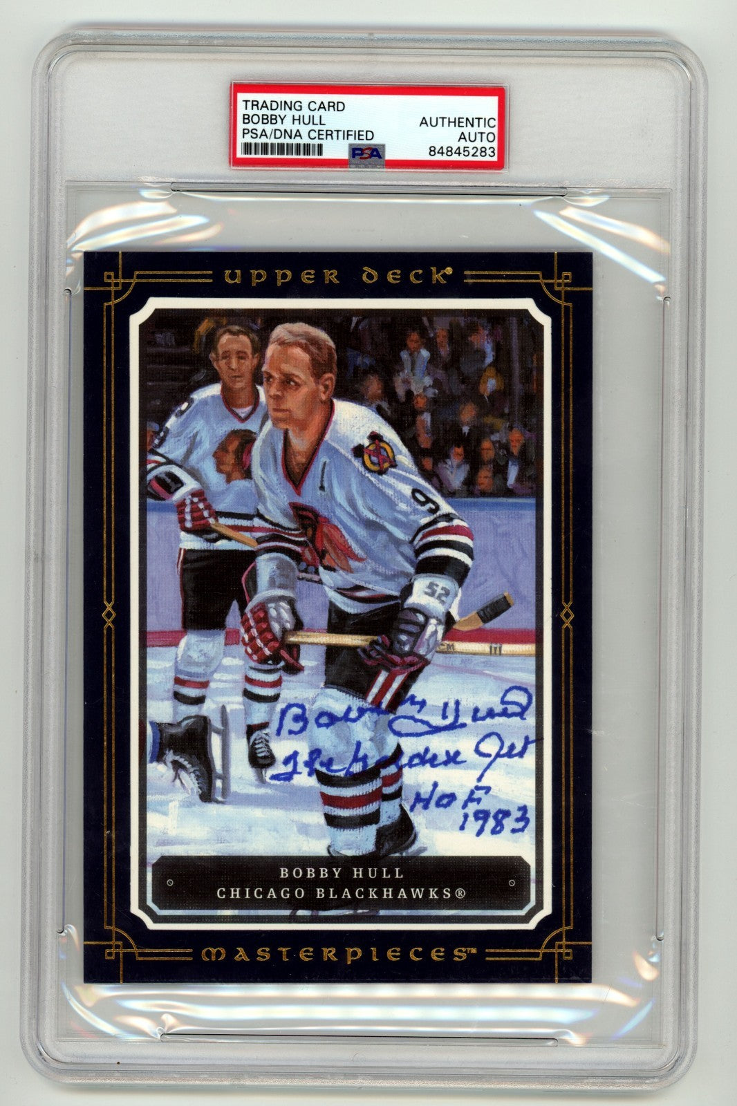 Bobby Hull Signed 2008-09 UD Masterpieces Jumbo Card w/ 2 Insc. PSA Auto-Powers Sports Memorabilia