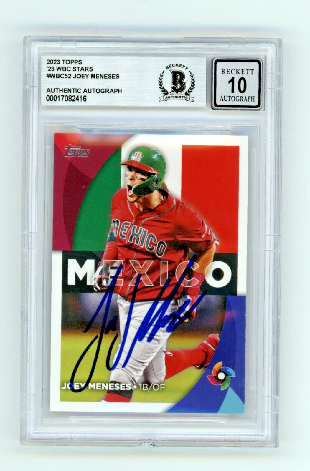 Joey Meneses 2023 Topps WBC Stars #WBC52 Signed BAS BGS 10 Auto Mexico-Powers Sports Memorabilia