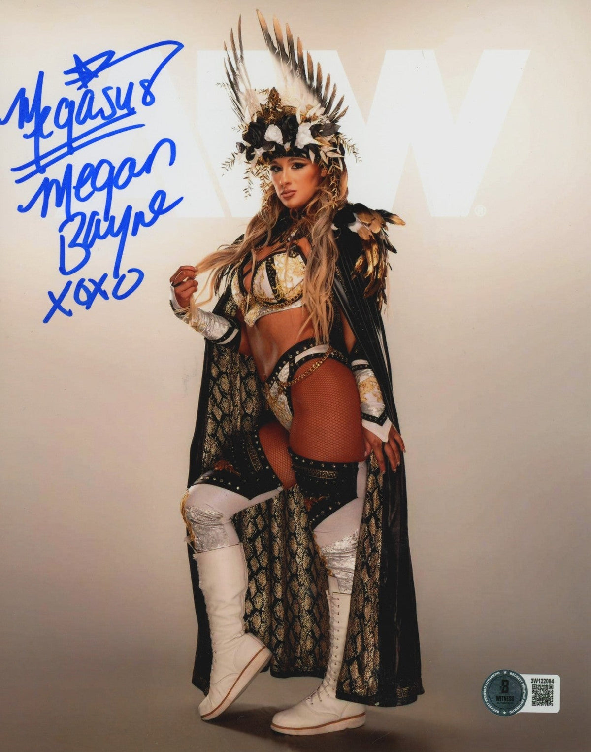 Megan Bayne Signed AEW 8x10 Photo w/ Megasus + XOXO Beckett Witness BAS COA #4-Powers Sports Memorabilia