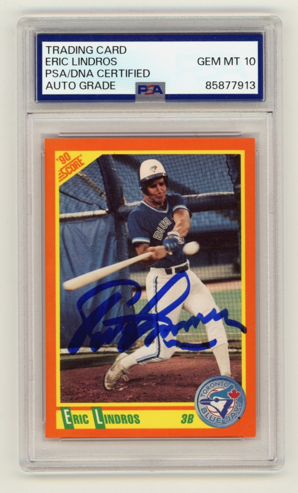 Eric Lindros 1990 Score #100T Signed Auto Rookie RC PSA 10 Auto Blue Jays-Powers Sports Memorabilia