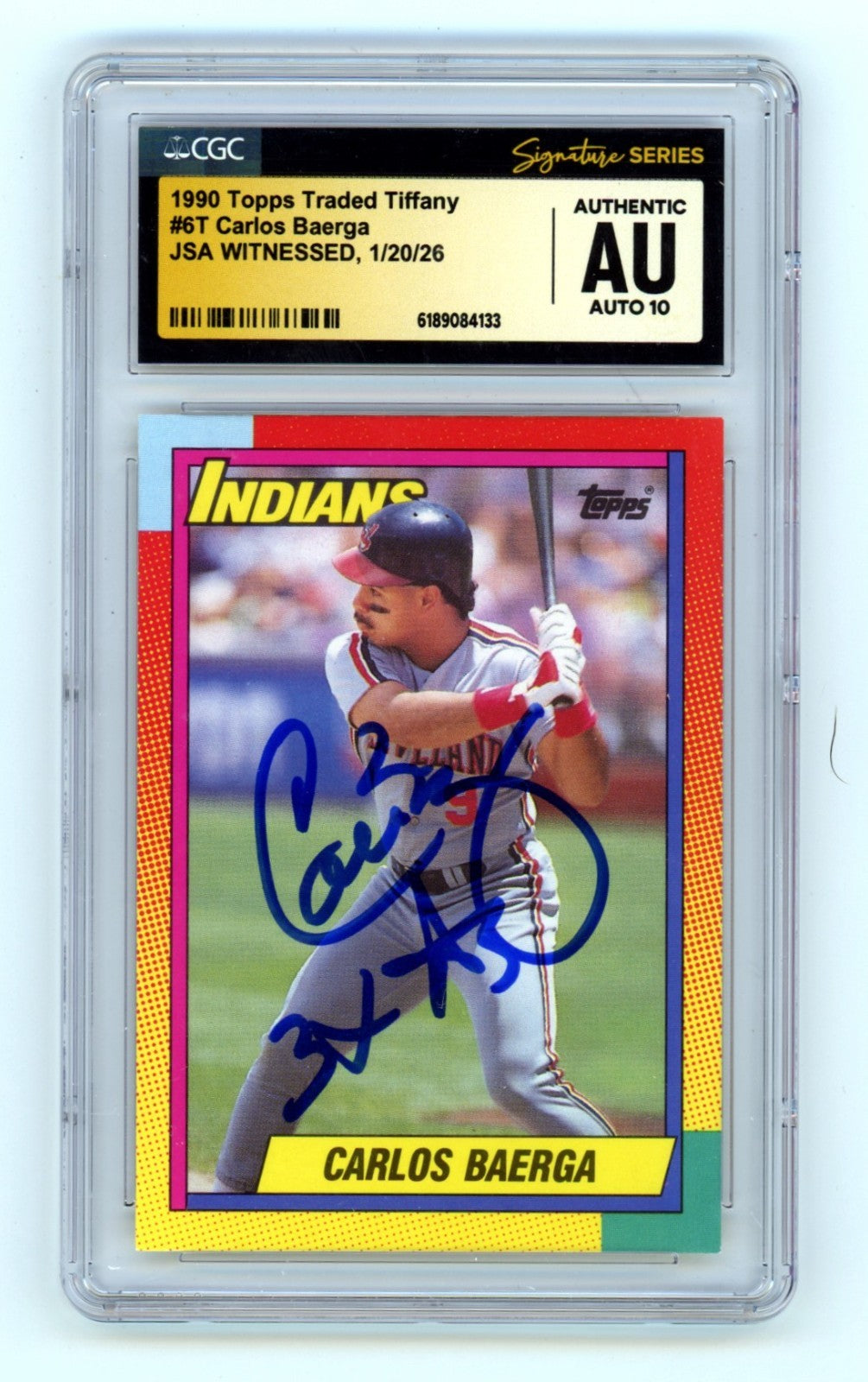 Carlos Baerga 1990 Topps Traded Tiffany RC w/ 3 AS Signed JSA CGC 10 Auto-Powers Sports Memorabilia