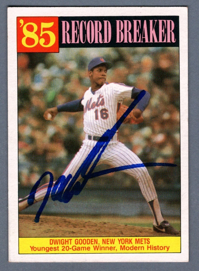 Dwight Doc Gooden Signed 1986 Topps Record Breaker #202 LSCM Authenticated New York Mets-Powers Sports Memorabilia