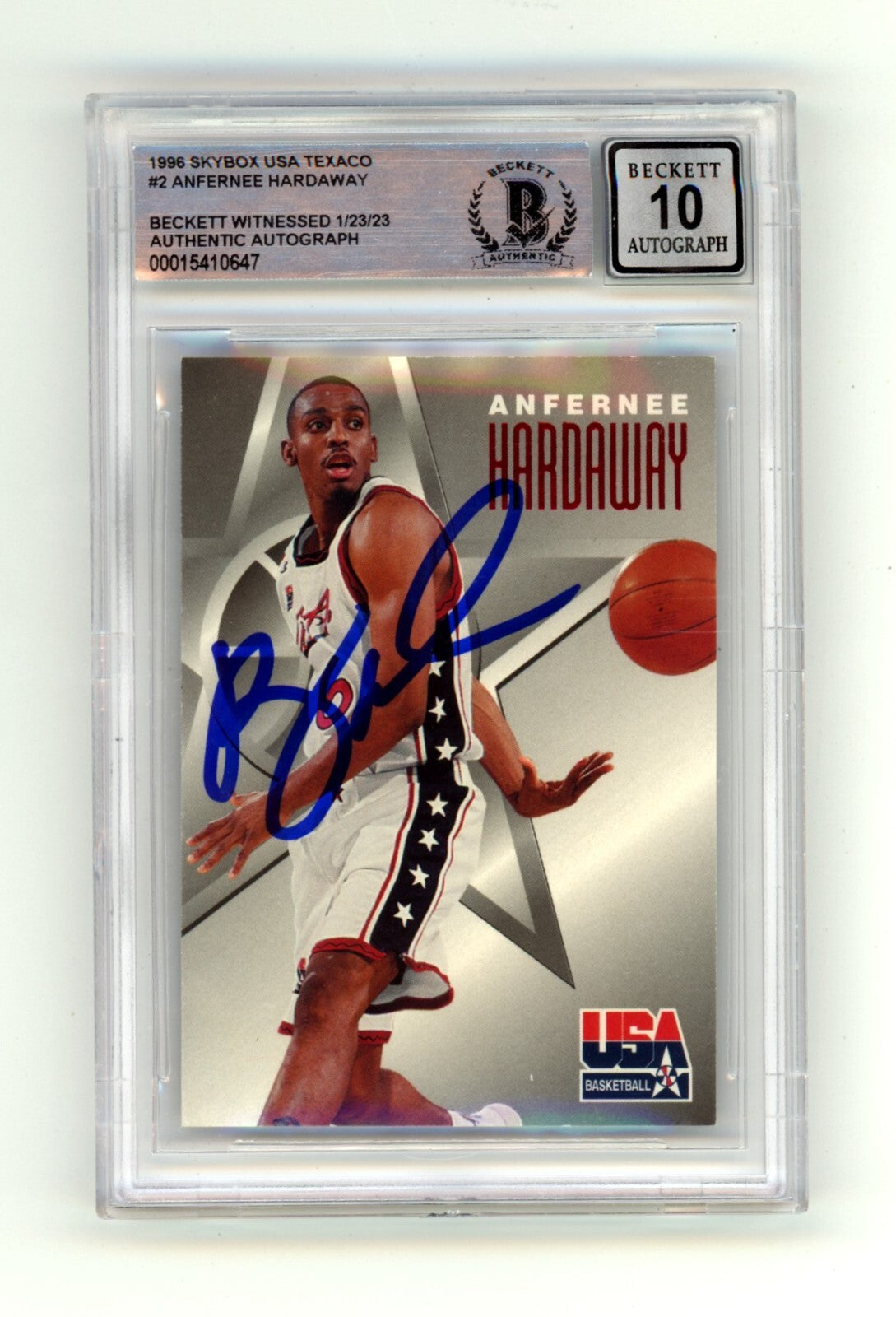 Anfernee Penny Hardaway 1996 Skybox Texaco Team USA #2 Signed BAS BGS 10 Auto-Powers Sports Memorabilia