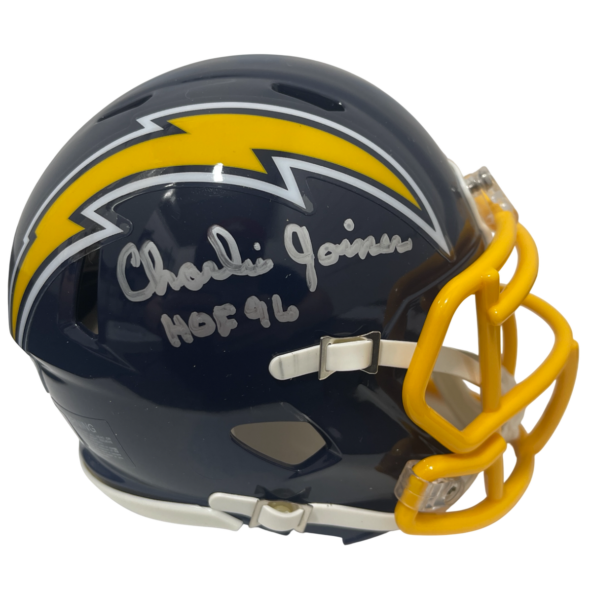 Charlie Joiner Signed Chargers TB Mini Helmet w/ HOF 96 Beckett Witness Authenticated-Powers Sports Memorabilia