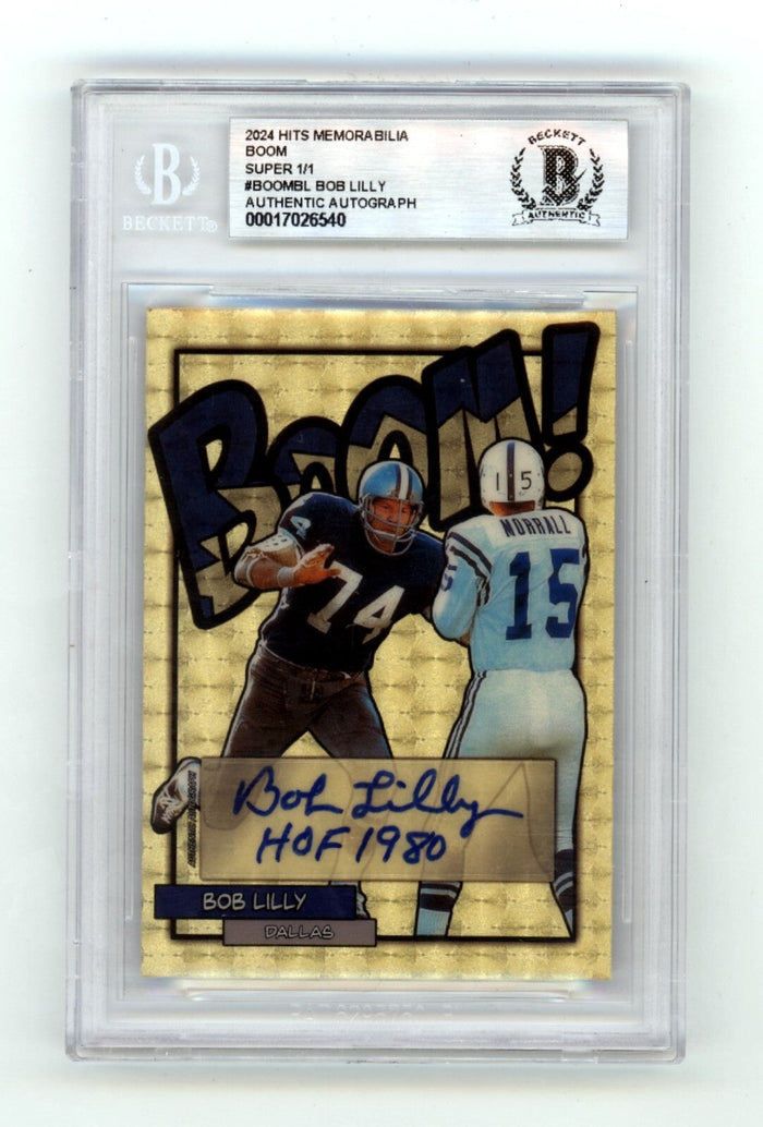 Bob Lilly 2024 Hits Memorabilia BOOM Super 1/1 Signed BGS BAS Auto HOF 1980 Insc-Powers Sports Memorabilia