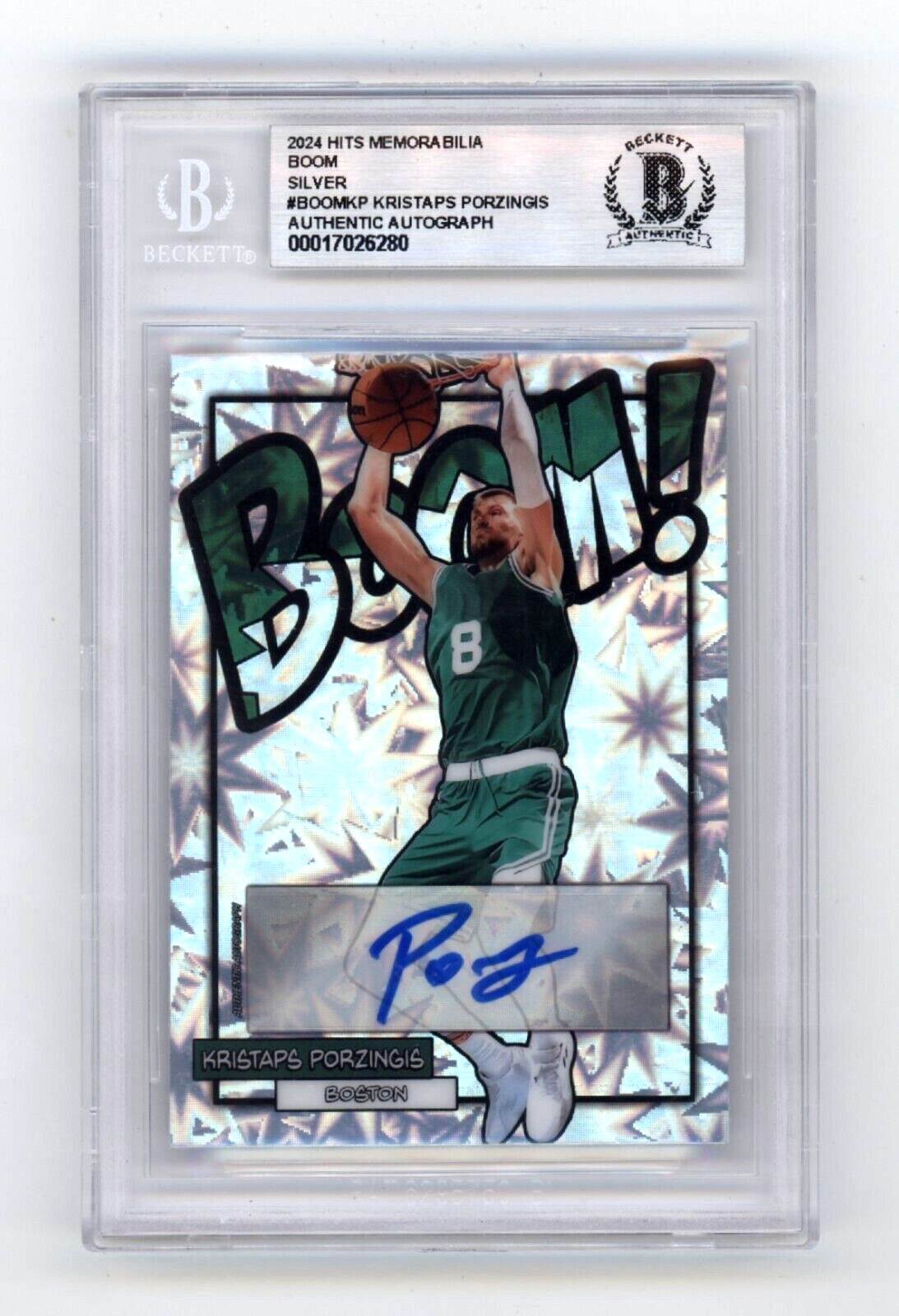 Kristaps Porzingis 2024 Hits Memorabilia BOOM Silver Signed BGS BAS Auto Celtics-Powers Sports Memorabilia