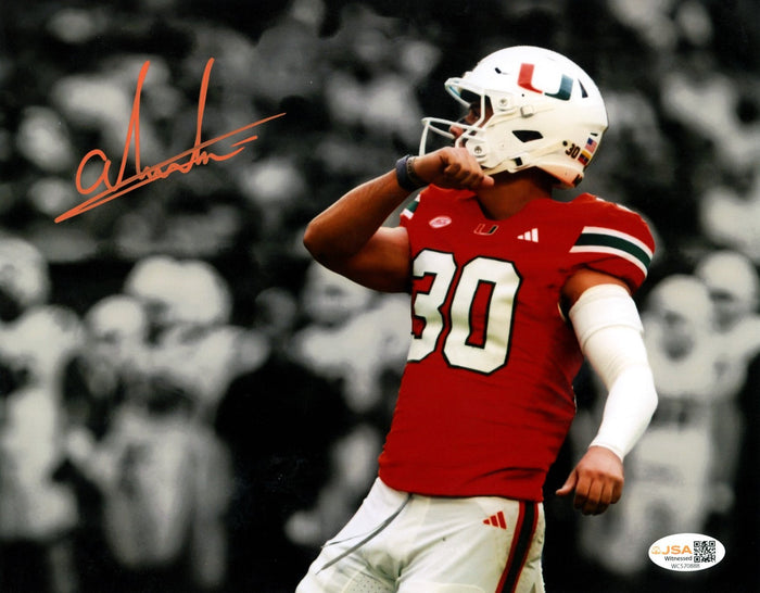 Andres Borregales Signed Miami Hurricanes 8x10 Photo JSA Witness Authenticated-Powers Sports Memorabilia