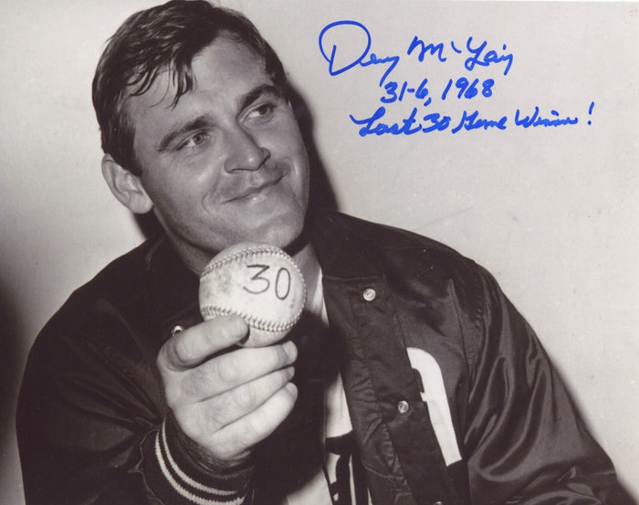 Denny McLain Signed Tigers 8x10 Photo w/ 2 Ins LSCM Authenticated #8-Powers Sports Memorabilia