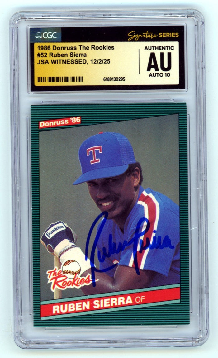 Ruben Sierra 1986 Donruss #52 Signed Rookie RC JSA CGC Authentic 10 Auto Rangers-Powers Sports Memorabilia