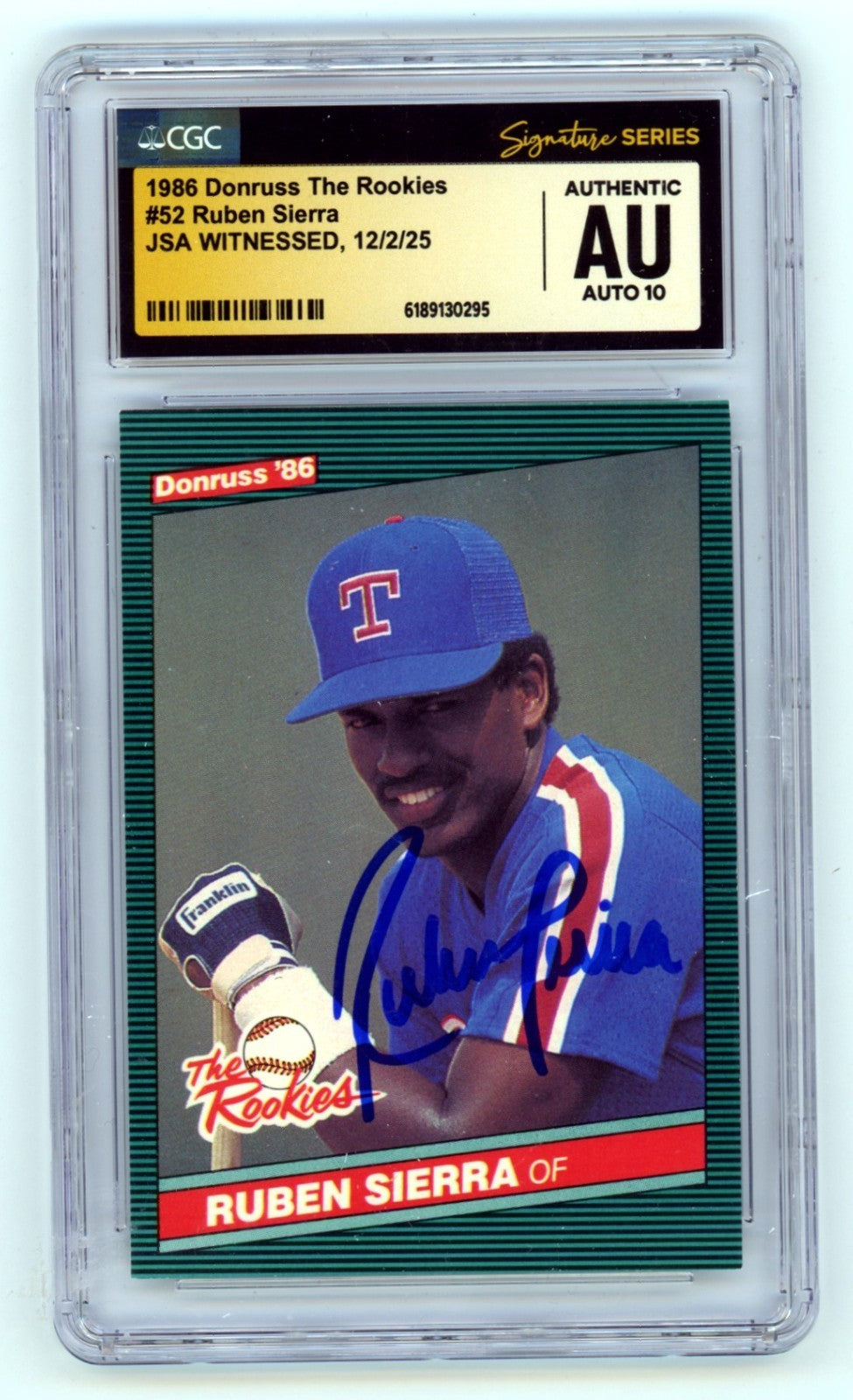 Ruben Sierra 1986 Donruss #52 Signed Rookie RC JSA CGC Authentic 10 Auto Rangers-Powers Sports Memorabilia