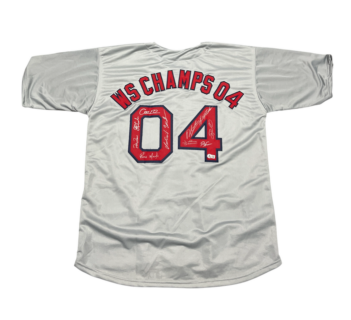 2004 Boston Red Sox Team Signed Custom Jersey w/ 11 Sigs Beckett BAS Wit COA-Powers Sports Memorabilia