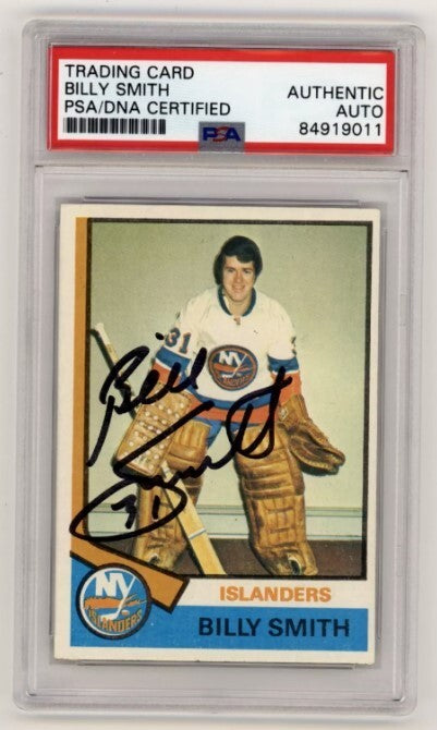 Billy Smith 1974-75 Topps #82 Signed PSA Authentic Auto Black Ink Islanders-Powers Sports Memorabilia