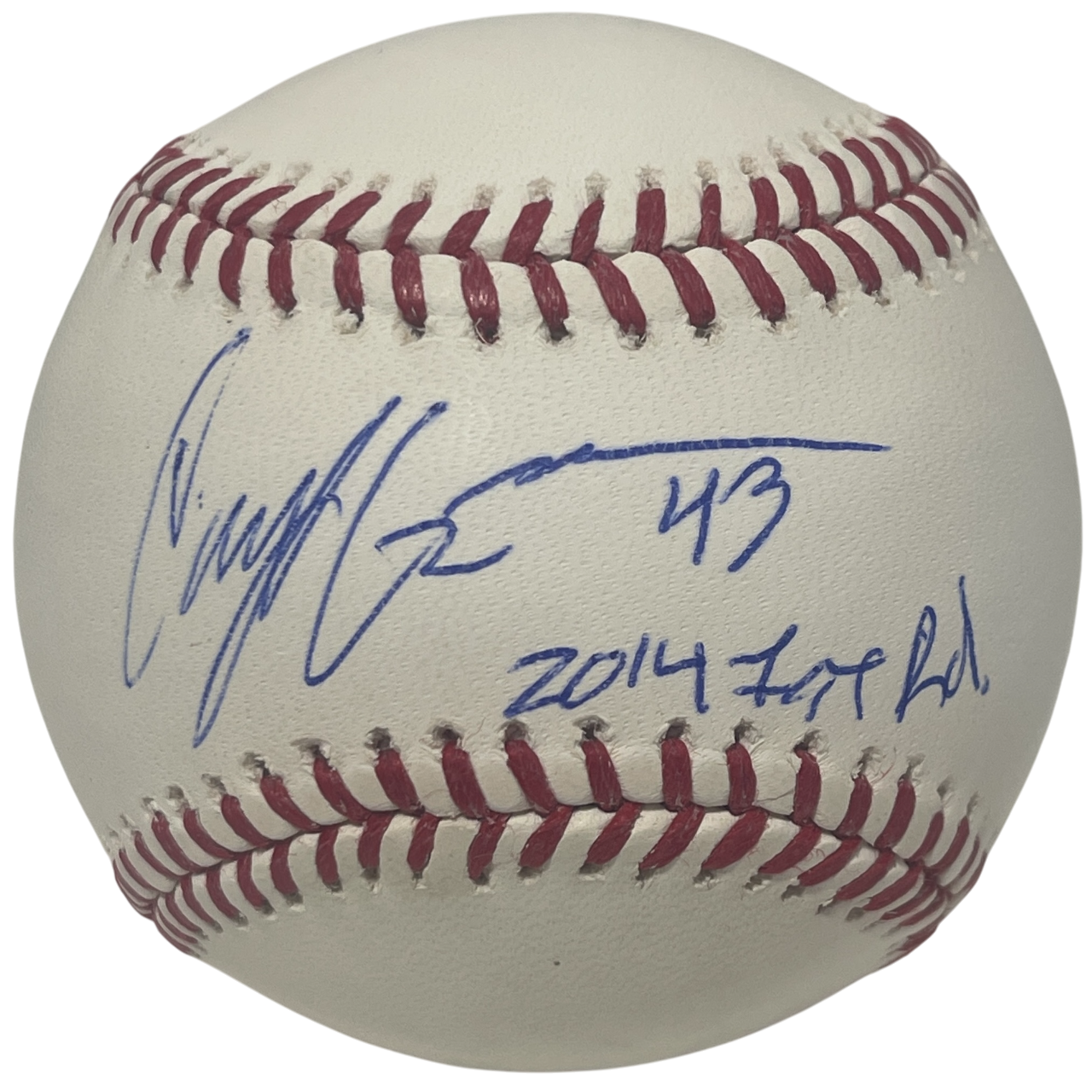 Casey Gillaspie Signed ROMLB Baseball w/ 2014 1st RD Tampa Bay Rays LSCM Authenticated-Powers Sports Memorabilia