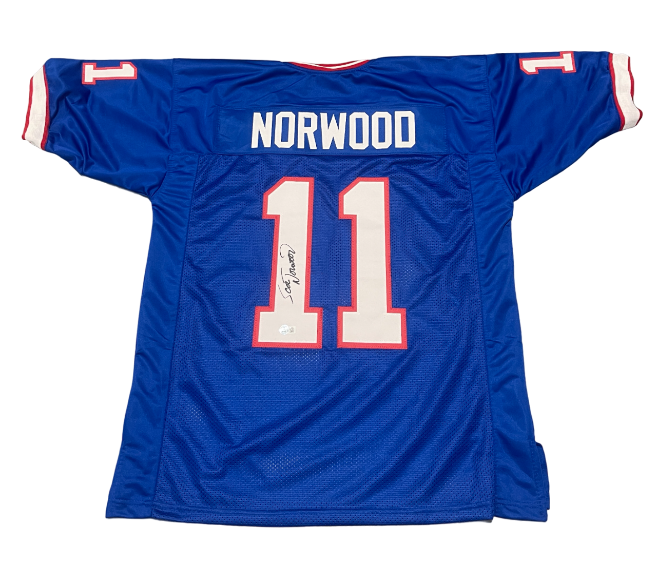 Scott Norwood Signed Custom Jersey Beckett Witness Authenticated-Powers Sports Memorabilia