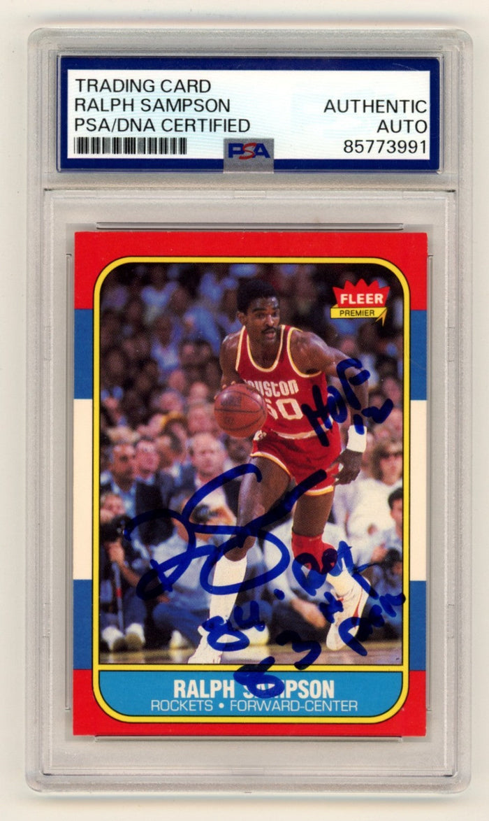 Ralph Sampson 1986-87 Fleer 97 Signed Auto w/ 3 Insc. PSA/DNA Authenticated HOF-Powers Sports Memorabilia
