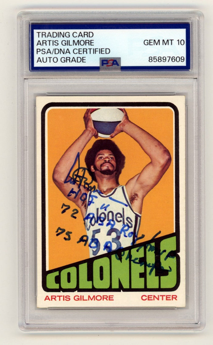 Artis Gilmore 1972 Topps #180 RC Signed w/ 4 Insc HOF ROY MVP Champs PSA 10 Auto-Powers Sports Memorabilia